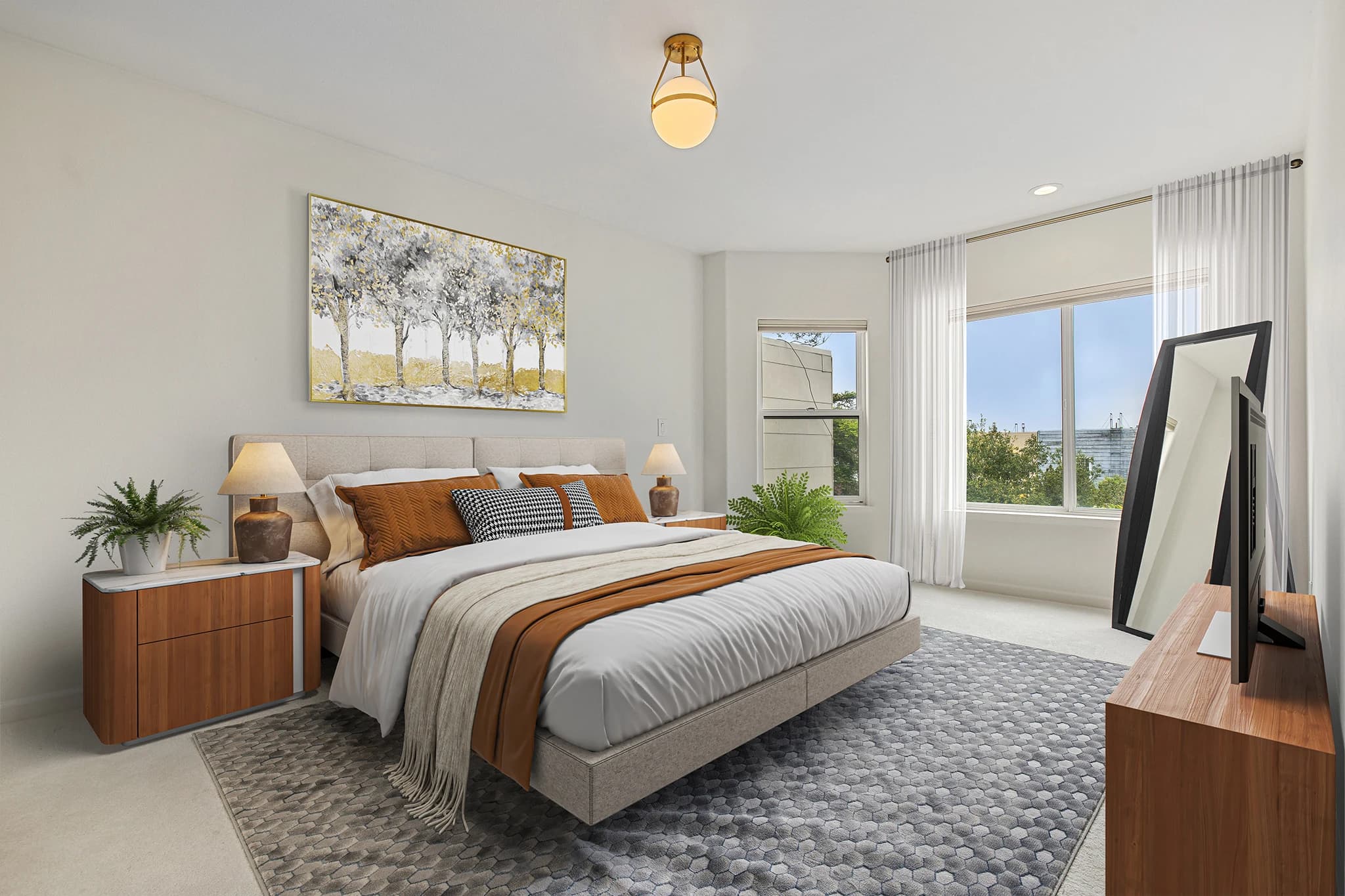 Bedroom at 688 25th Avenue with two windows and a leaning mirror